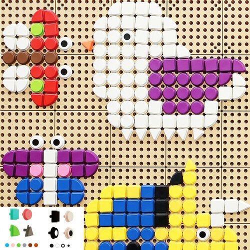  Masterkidz geometrijski klinovi za STEM ploče, prirodne boje, 256 komada Slike