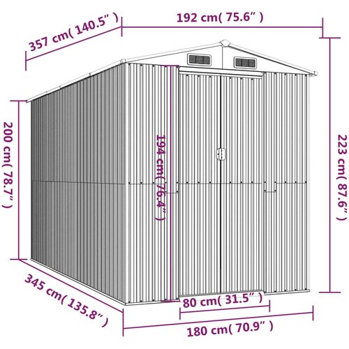  Vrtno spremi&amp;scaron;te antracit 192 x 357 x 223 cm pocinčani čelik Slike