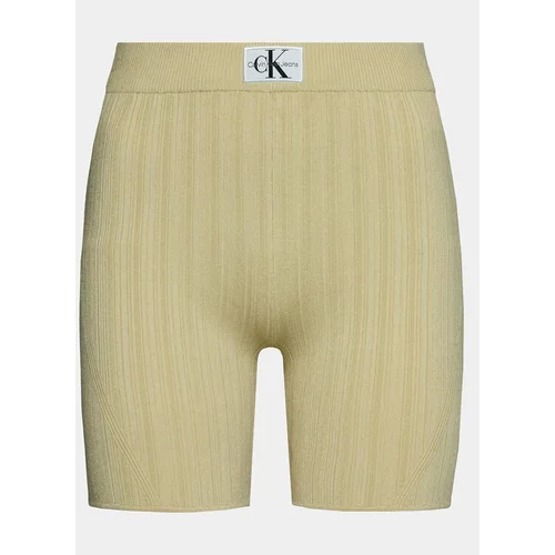 Calvin Klein Jeans Kratke hlače iz tkanine Label J20J223138 Zelena Slim Fit