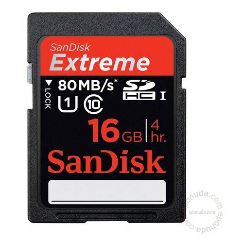 Sandisk SD 16GB Extreme 80MB/s UHS 1, 66951 memorijska kartica Slike