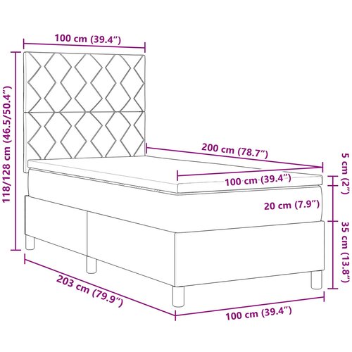 VidaXL Postelja s &amp;scaron;katlasto vzmetjo z vzmetnico Črna 100x200 cm Tkanina Slike