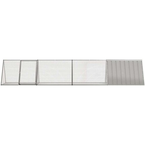 VidaXL Kletka za zajce siva 403,5x80,5x71 cm pocinkano jeklo Slike