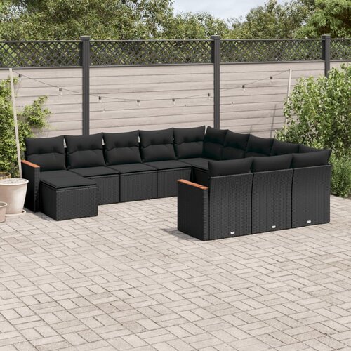  12-dijelni set vrtnih sofa od poliratana s jastucima crni Cijene