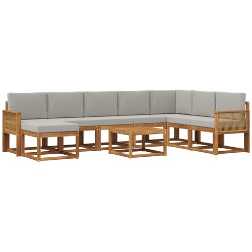 vidaXL Zunanja garnitura za sedenje 9 pcs Naravna in svetlo siva, (5000282497) Cene