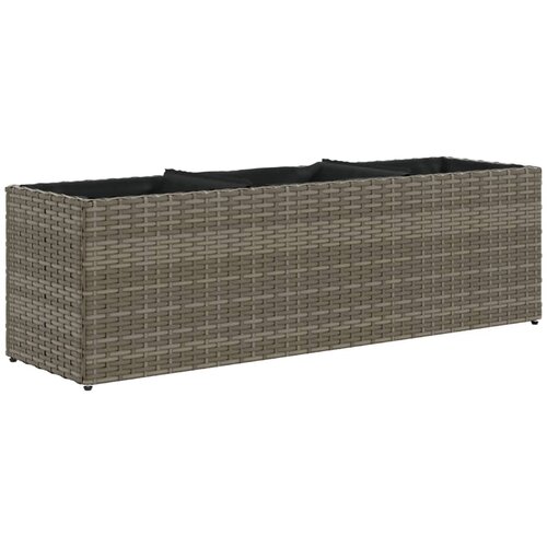 VidaXL Vrtno cvetlično korito s 3 lonci siva 105x30x32 cm poli ratan, (21317175) Slike