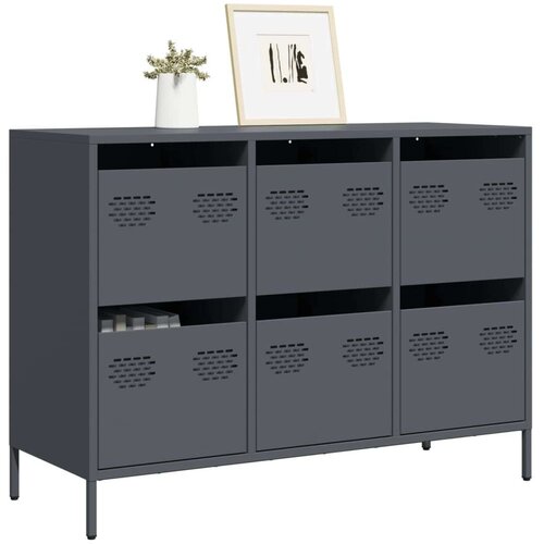 vidaXL Komoda antracitna 101,5x39x73,5 cm hladno valjano jeklo Cene