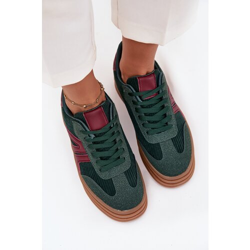 Boto Velvet Women&amp;#039;s Sneakers on Platform Green Skye Slike