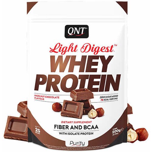 QNT Whey Protein Light Digest, Čokolada i le&amp;scaron;nik, 500g Slike