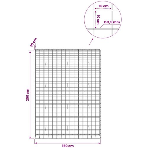  Gabion s žicom debljine 3,5 mm i mrežom 10x10 cm 150x30x200 cm Slike