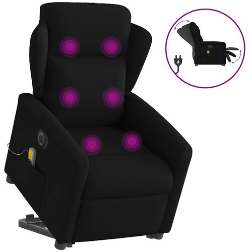 VidaXL Električni masažni naslonjač na podizanje od tkanine crni Slike