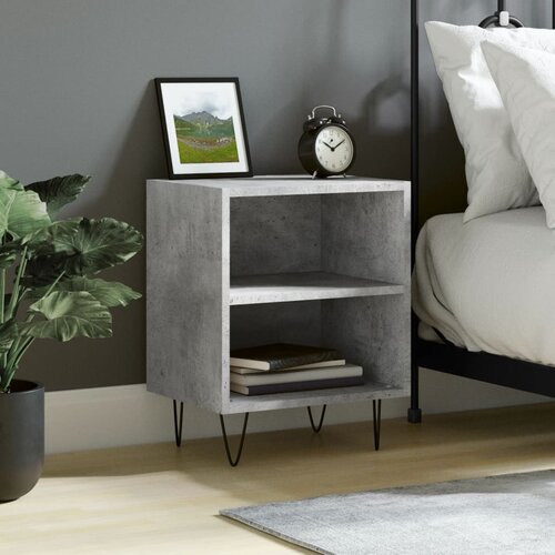 The Living Store Nočna omarica betonsko siva 40x30x50 cm inženirski les - Nočna Omarica, (21432390) Slike