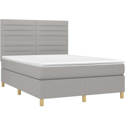  Box spring s madracem LED svjetlosivi 140x190 cm tkanina Slike