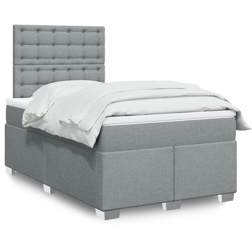 vidaXL Boxspring postelja z vzmetnico svetlo siva 120x190 cm blago Cene