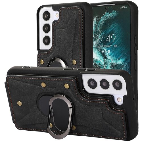 INORCO Za Samsung Galaxy S23 Reže za kartice Telefonski ovitek Ring Kickstand PU usnje prevlečen TPU ovitek, (22033430) Slike
