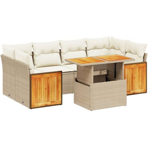 VidaXL 7-dijelni set vrtnih sofa od poliratana s jastucima bež Slike
