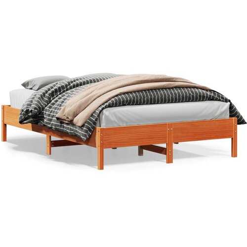 vidaXL Posteljni okvir voščeno rjav 140x200 cm trdna borovina Cene