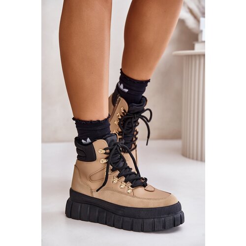 Kesi Women&amp;#039;s insulated ankle boots on platform brown deer Slike