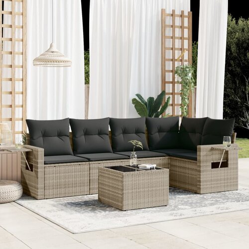 vidaXL 6-dijelni set vrtnih sofa od poliratana s jastucima svjetlosivi Cijene