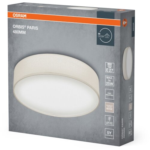Osram stropna svetiljka orbis paris 3xE27/25W/230V, prečnika 48 cm, krem boje Slike