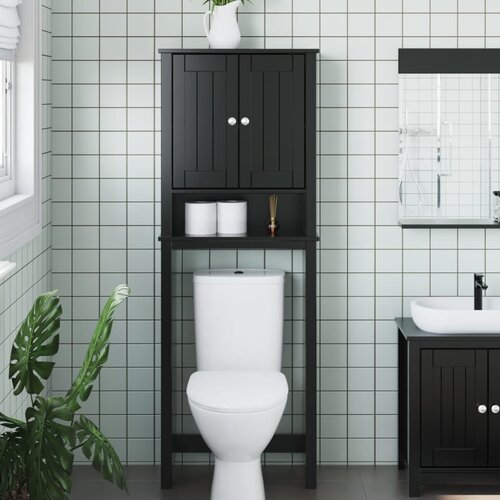 VidaXL Spremi&amp;scaron;te iznad toaletne &amp;scaron;koljke BERG crno 60x27x164 5cm drveno Slike