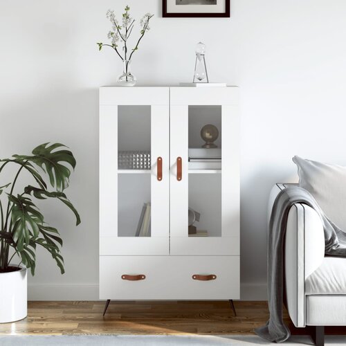 vidaXL Visoka omara bela 69,5x31x115 cm inženirski les Cene