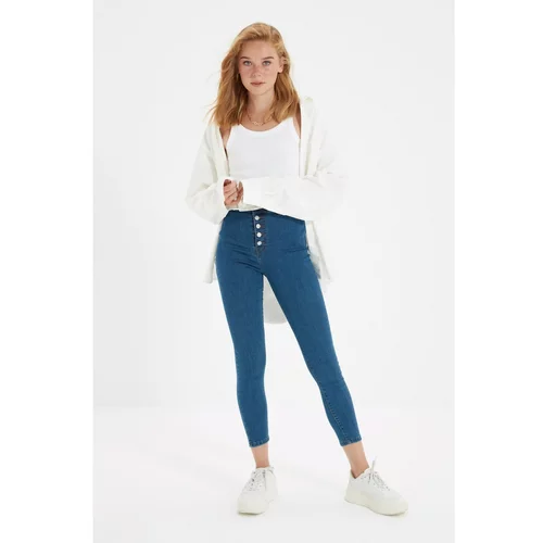 Trendyol Blue Front Buttoned Jegging Jeans