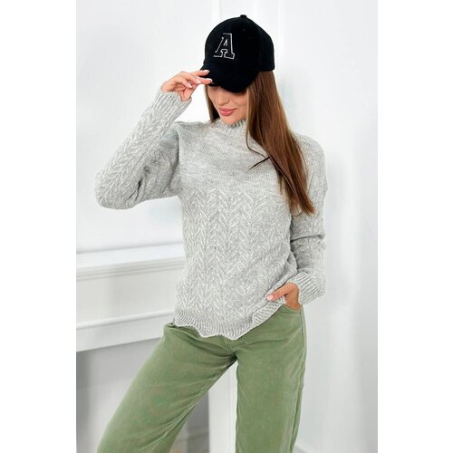 Kesi Sweater with decorative ruffle in gray color Cene