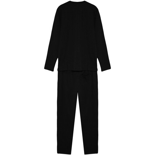 Trendyol Men's Black Regular Fit Waffles Knitted Pajamas Set. Cene
