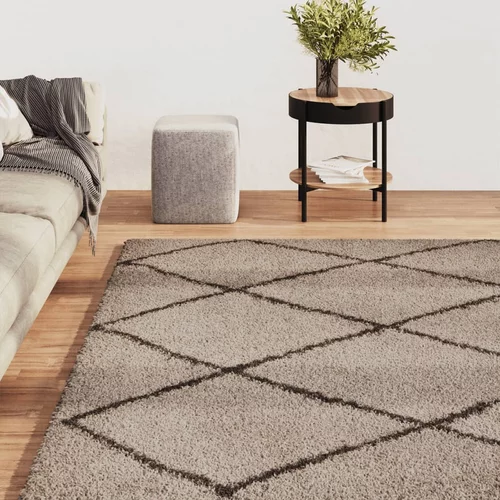 vidaXL čupavi tepih s visokim vlaknima bež i antracit 160 x 230 cm