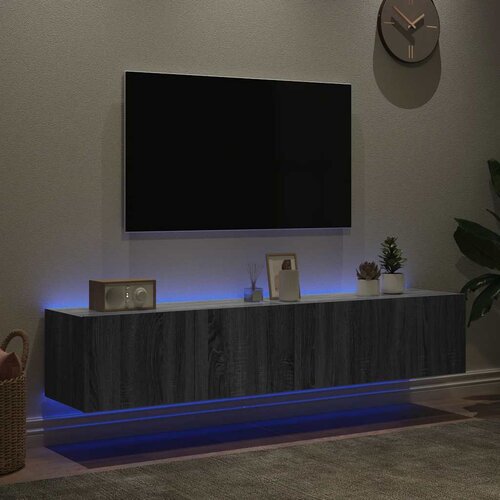  Zidni TV ormarići LED 2 kom siva boja hrasta 80x35x31 cm Slike