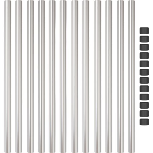VidaXL Ograde 12 pcs Srebrno 120 cm Čelik s pra&amp;scaron;kastim premazom Slike