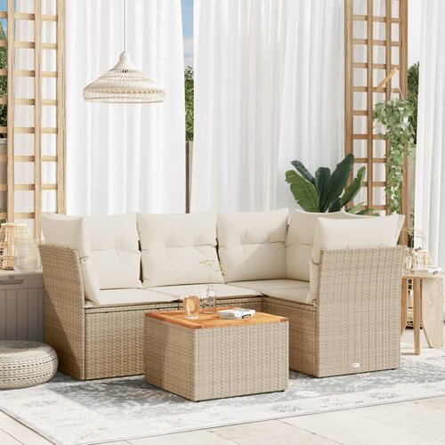 vidaXL 5-dijelni vrtni set sofa s jastucima bež od poliratana Cijene