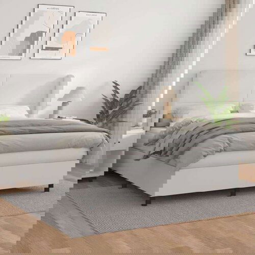 Box spring postelja z vzmetnico bela 180x200 cm umetno usnje, (20788986) Slike