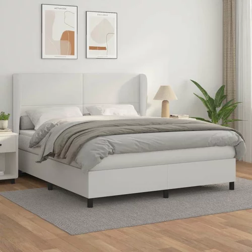  Box spring postelja z vzmetnico bela 180x200 cm umetno usnje, (20788986)