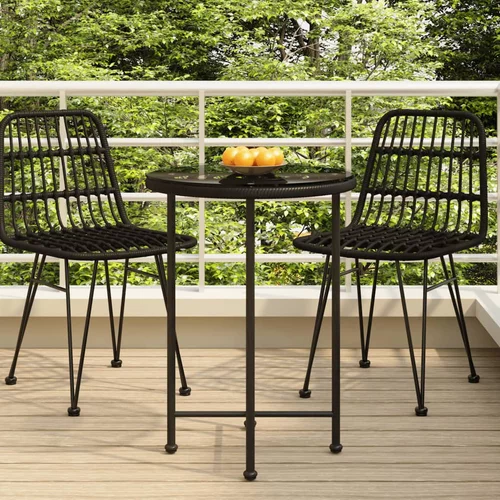  Blagovaonski stol crni Ø55 cm od kaljenog stakla i čelika
