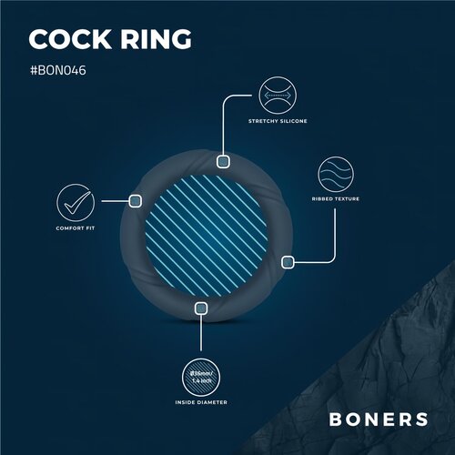 Boners Ergo - silikonski obroček za penis (siva) Slike