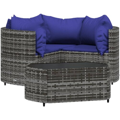 Maison Chic Seti vrtnega pohi&amp;scaron;tva - Vrtna garnitura - Vrtni pohi&amp;scaron;tvo set 4-delna z blazinami siv poli ratan, (21817702) Slike