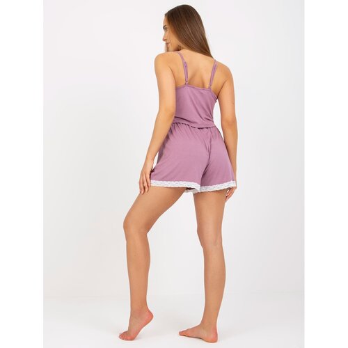 Fashion Hunters Dusty pink women&amp;#039;s pajamas with a short top RUE PARIS Slike