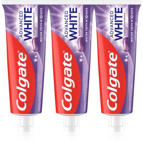 Colgate Advanced White Purple White zobna pasta za beljenje zob 3x75 kos Slike