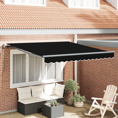 VidaXL Automatska uvlačiva tenda Crna 350x250 cm, Zamjenska tenda za okvir 3.5x2.5 m Crna Slike