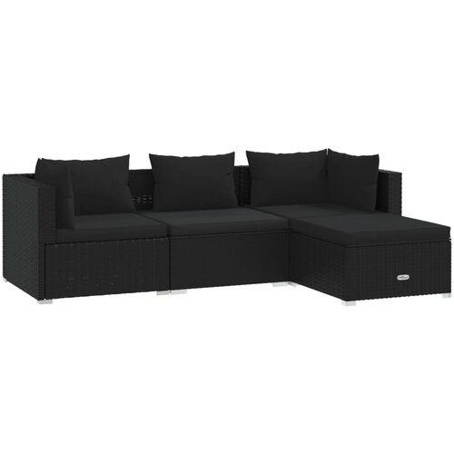 Maison Chic Seti vrtnega pohištva - Vrtna garnitura - Vrtni pohištvo set 4-delna z blazinami poli ratan črna, (21818004) Cene