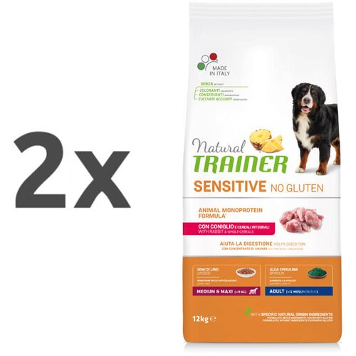 Natural Trainer Sensitive No Gluten Adult Medim/Maxi - kunec 2 x 12 kg Cene