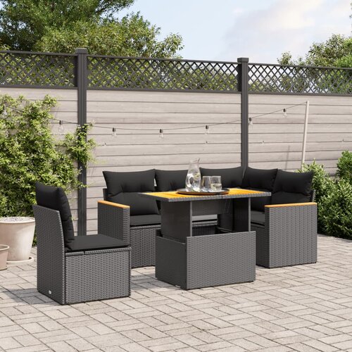 vidaXL 6-dijelni set vrtnih sofa s jastucima crni od poliratana Cijene