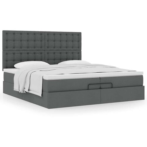 VidaXL Otomanski okvir kreveta s madracima tamnosivi 200x200cm tkanine Slike