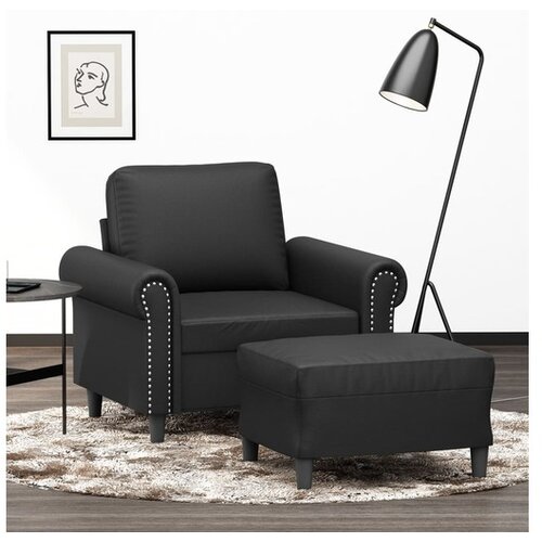 VidaXL Fotelja s tabureom 60 cm od umjetne kože Slike