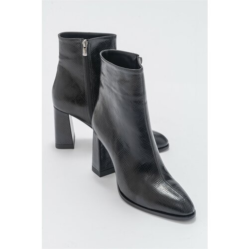 LuviShoes Jewel Black Print Women's Heeled Boots Slike