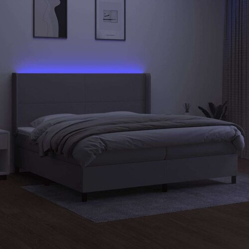  Box spring s madracem LED svjetlosivi 200x200 cm tkanina Slike