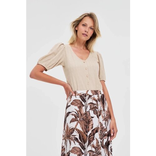Marisse Beige Blouse With Puffed Sleeves Cijene