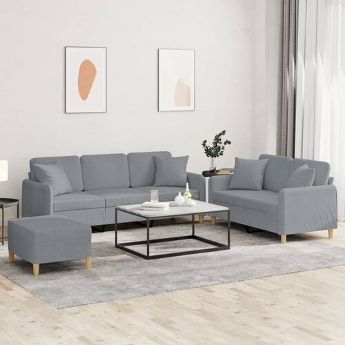  3-dijelni set sofa s jastucima svjetlosivi od tkanine Slike