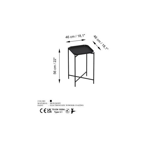 Hanah home Club sto Shb-008, 46x56x46 cm, Crni Slike